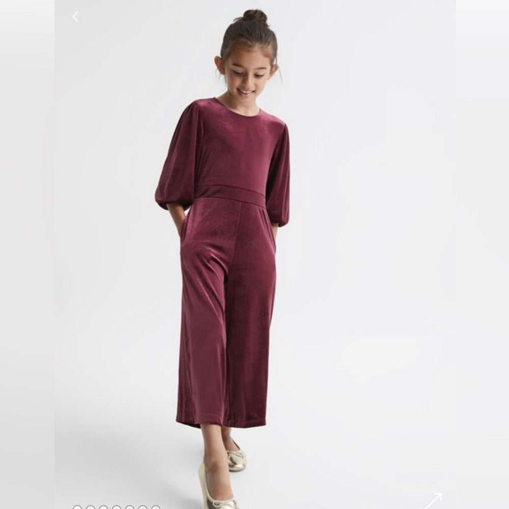 REISS VELVET WIDE SLEEVE CROP JUMPSUIT 11-12yrs